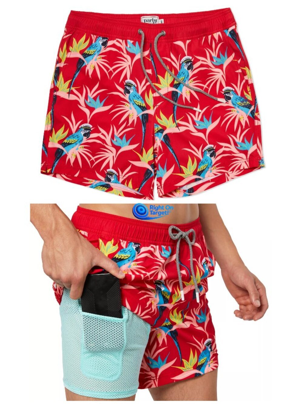 XL - Mens Party Pants Skippa Swimsuit Bottom - Red